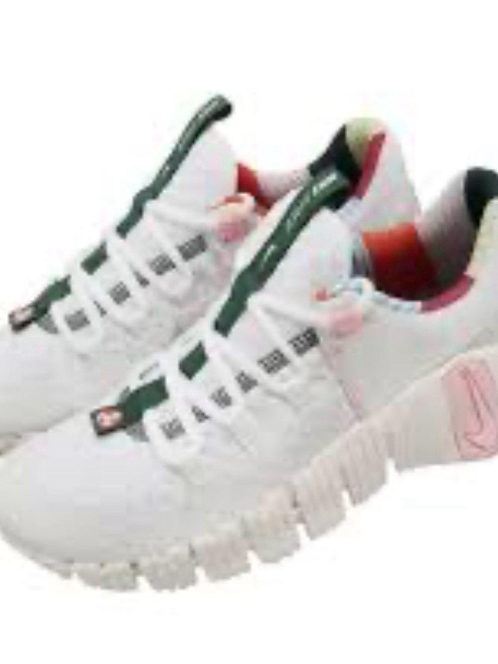 Nike Kids White Sneakers with Pink and Green Accents